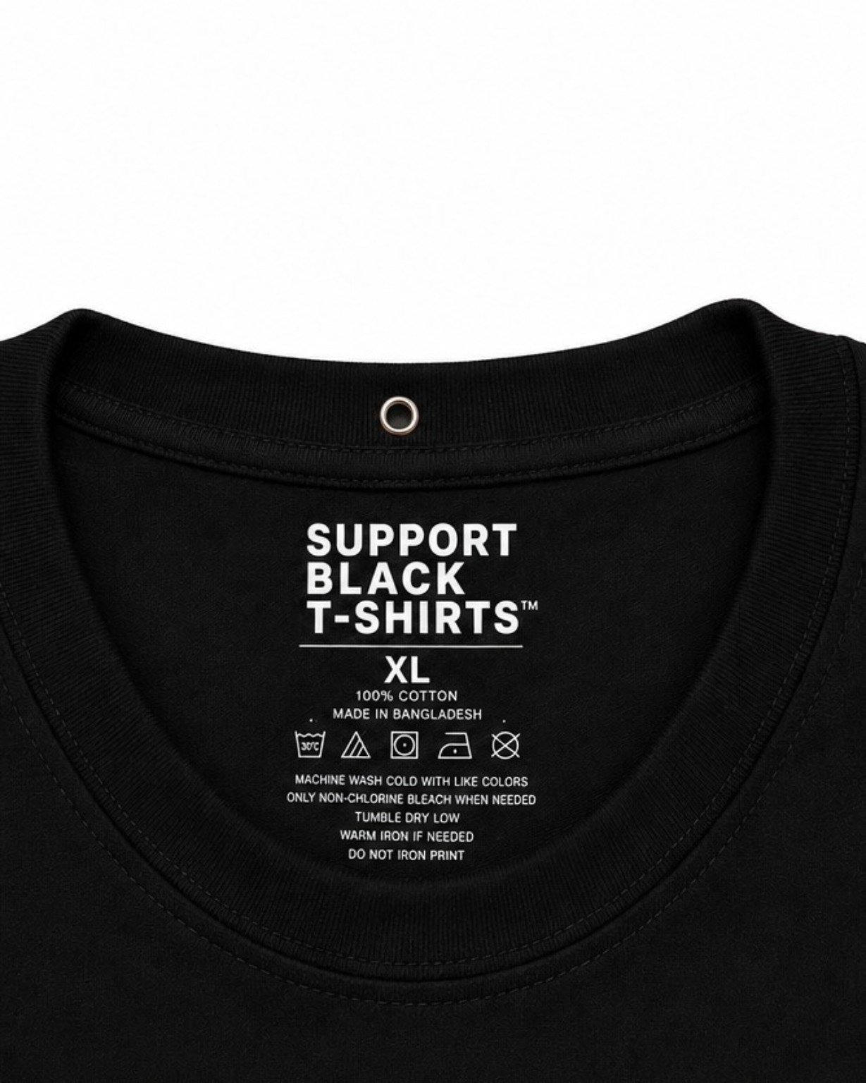 Support Black T-Shirts neck label